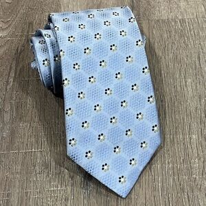 Ermenegildo Zegna Tie Pastel Blue Geometric Sunburst 1000% Silk Made in Italy